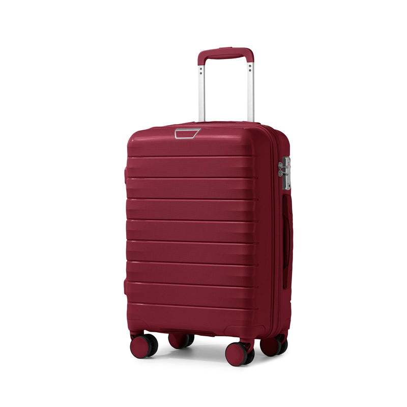 LARVENDER Carry On Luggage 22x14x9 Airline Approved, 20 Inch Hardshell & Lightweight PP Travel Carry On Suitcase for Women with Spinner Wheels TSA Lock, Maroon