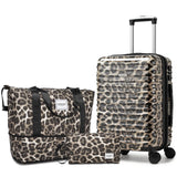 LARVENDER Carry on Luggage 22x14x9 Airline Approved, Expandable 20 Inch Hardside Suitcase with Wheels TSA Lock, PC+ABS Lightweight Carry on Suitcases for Women, Cheetah Print (20/DB/TB)