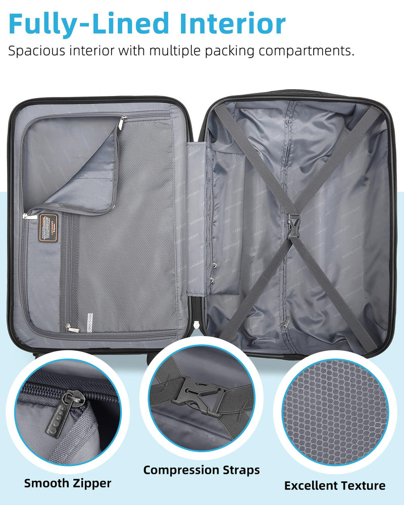 LARVENDER Carry on Luggage 22x14x9 Airline Approved, Expandable 20 Inch Hardside Suitcase with Wheels TSA Lock, PC+ABS Lightweight Carry on Suitcases for Women, Cheetah Print (20/DB/TB)