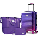 LARVENDER Carry on Luggage 22x14x9 Airline Approved, Expandable 20 Inch Hardside Suitcase with Wheels TSA Lock, PC+ABS Lightweight Carry on Suitcases for Women, Midnight Berry (20/DB/TB)