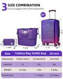 LARVENDER Carry on Luggage 22x14x9 Airline Approved, Expandable 20 Inch Hardside Suitcase with Wheels TSA Lock, PC+ABS Lightweight Carry on Suitcases for Women, Midnight Berry (20/DB/TB)