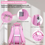 LARVENDER Carry on Luggage 22x14x9 Airline Approved Hardshell Suitcase with Wheels TSA Lock, PC+ABS Lightweight Suitcase Set for Women with Travel Backpack, Peach Sparkling, 3 Piece Set