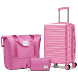 LARVENDER Expandable Carry on Luggage 20inch Suitcase with Wheels, Berry