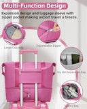 LARVENDER Expandable Carry on Luggage 20inch Suitcase with Wheels, Berry