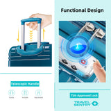 LARVENDER Luggage Sets 3 Piece, 20 Inch Carry on Luggage 22x14x9 Airline Approved Hardside PC+ABS Suitcase Set with Spinner Wheels TSA Lock, Lightweight Luggage Set for Women, Ocean Breeze