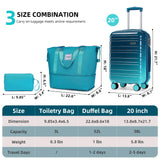 LARVENDER Luggage Sets 3 Piece, 20 Inch Carry on Luggage 22x14x9 Airline Approved Hardside PC+ABS Suitcase Set with Spinner Wheels TSA Lock, Lightweight Luggage Set for Women, Ocean Breeze