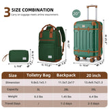 LARVENDER Luggage Sets 3 Piece Expandable Carry on Luggage 22x14x9 Airline Approved Hardshell Suitcase with Wheels TSA Lock, Lightweight Suitcase Set for Women with Travel Backpack, Green