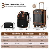 LARVENDER Luggage Sets 3 Piece Expandable Carry on Luggage 22x14x9 Airline Approved Hardshell Suitcase with Wheels TSA Lock, Lightweight Suitcase Set for Women with Travel Backpack, Black