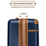 LARVENDER Luggage Sets 3 Piece Expandable Carry on Luggage 22x14x9 Airline Approved Hardshell Suitcase with Wheels TSA Lock, Lightweight Suitcase Set for Women with Travel Backpack, Navy Blue
