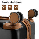 LARVENDER Luggage Sets 3 Piece Expandable Carry on Luggage 22x14x9 Airline Approved Hardshell Suitcase with Wheels TSA Lock, Lightweight Suitcase Set for Women with Travel Backpack, Black