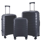 LARVENDER Luggage Sets 3 Piece, Hardside PP Carry On Luggage Suitcase with 360° Spinner Wheels Suitcase Sets for Women Men, Dark Grey