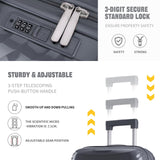 LARVENDER Luggage Sets 3 Piece, Hardside PP Carry On Luggage Suitcase with 360° Spinner Wheels Suitcase Sets for Women Men, Dark Grey