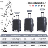 LARVENDER Luggage Sets 3 Piece, Hardside PP Carry On Luggage Suitcase with 360° Spinner Wheels Suitcase Sets for Women Men, Dark Grey