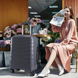 LARVENDER Luggage Sets 3 Piece, Hardside PP Carry On Luggage Suitcase with 360° Spinner Wheels Suitcase Sets for Women Men, Dark Grey