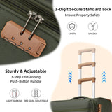 LARVENDER Luggage Sets 4 Piece, Softside Carry On Luggage Suitcase Set with 360° Spinner Wheels for Women Men(28/24/20/18) Army Green