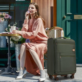 LARVENDER Luggage Sets 4 Piece, Softside Carry On Luggage Suitcase Set with 360° Spinner Wheels for Women Men(28/24/20/18) Army Green