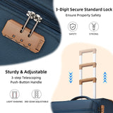 LARVENDER Luggage Sets 4 Piece, Softside Carry On Luggage Suitcase Set with 360° Spinner Wheels for Women Men(28/24/20/18) Navy Blue