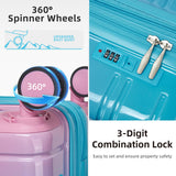 LARVENDER Luggage Sets 5 Piece Hardside Expandable Suitcase with Wheels Lock,PC+ABS Hardside Lightweight Rolling Suitcase for Women and Men,Cotton Candy