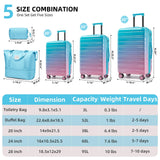 LARVENDER Luggage Sets 5 Piece Hardside Expandable Suitcase with Wheels Lock,PC+ABS Hardside Lightweight Rolling Suitcase for Women and Men,Cotton Candy