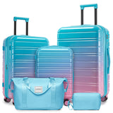 LARVENDER Luggage Sets 5 Piece Hardside Expandable Suitcase with Wheels Lock,PC+ABS Hardside Lightweight Rolling Suitcase for Women and Men,Cotton Candy
