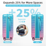 LARVENDER Luggage Sets 5 Piece Hardside Expandable Suitcase with Wheels Lock,PC+ABS Hardside Lightweight Rolling Suitcase for Women and Men,Cotton Candy