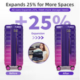 LARVENDER Luggage Sets 5 Piece Hardside Expandable Suitcase with Wheels Lock,PC+ABS Hardside Lightweight Rolling Suitcase for Women and Men,Midnight Berry