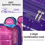 LARVENDER Luggage Sets 5 Piece Hardside Expandable Suitcase with Wheels Lock,PC+ABS Hardside Lightweight Rolling Suitcase for Women and Men,Midnight Berry