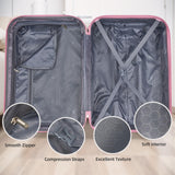 LARVENDER Luggage Sets 5 Piece Hardside Expandable Suitcase with Wheels Lock,PC+ABS Hardside Lightweight Rolling Suitcase for Women and Men,Peach Sparkling