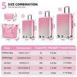 LARVENDER Luggage Sets 5 Piece Hardside Expandable Suitcase with Wheels Lock,PC+ABS Hardside Lightweight Rolling Suitcase for Women and Men,Peach Sparkling