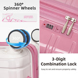 LARVENDER Luggage Sets 5 Piece Hardside Expandable Suitcase with Wheels Lock,PC+ABS Hardside Lightweight Rolling Suitcase for Women and Men,Peach Sparkling