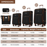 LARVENDER Luggage Sets 5 Piece Softside Expandable Suitcases Set with Spinner Wheels TSA Lock, Lightweight Soft Shell Rolling Travel Luggage Set Clearance for Men and Women, Black Brown