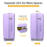 LARVENDER Luggage Sets 5 Piece with Duffel Bag Expandable(Only 28 inch) Hardside PP Carry On Luggage with 360° Spinner Wheels TSA Lock Luggage Sets for Women, Lavender