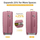 LARVENDER Luggage Sets 5 Piece with Duffel Bag Expandable(Only 28 inch) Hardside PP Carry On Luggage with 360° Spinner Wheels TSA Lock Luggage Sets for Women, Pink