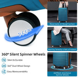 LARVENDER Luggage Sets 6 Piece, Expandable Hardside Carry on Suitcase Set with Spinner Wheels, Lightweight Rolling Luggage Sets for Women with TSA Lock, Blue