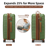 LARVENDER Luggage Sets 6 Piece, Expandable Hardside Carry on Suitcase Set with Spinner Wheels, Lightweight Rolling Luggage Sets for Women with TSA Lock, Green