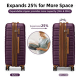LARVENDER Luggage Sets 6 Piece, Expandable Hardside Carry on Suitcase Set with Spinner Wheels, Lightweight Rolling Luggage Sets for Women with TSA Lock, Purple