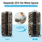 LARVENDER Luggage Sets 6 Piece, Expandable Luggage Hardside PC+ABS Leopard Suitcase Sets with Spinner Wheels TSA Lock, Lightweight Rolling Suitcase for Men and Women, Cheetah Print