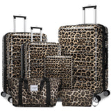 LARVENDER Luggage Sets 6 Piece, Expandable Luggage Hardside PC+ABS Leopard Suitcase Sets with Spinner Wheels TSA Lock, Lightweight Rolling Suitcase for Men and Women, Cheetah Print