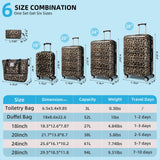 LARVENDER Luggage Sets 6 Piece, Expandable Luggage Hardside PC+ABS Leopard Suitcase Sets with Spinner Wheels TSA Lock, Lightweight Rolling Suitcase for Men and Women, Cheetah Print