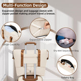 LARVENDER Luggage Sets 6 Piece, Expandable Luggage Set Clearance for Women, Suitcases with Wheels, Hardside Hard Shell Travel Luggage with TSA Lock (White Brown, 6pcs)