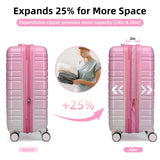 LARVENDER Luggage Sets 6 Piece, Expandable PC+ABS Hardside Multicolor Suitcase Sets with TSA Lock Double Spinner Wheels, Peach Sparkling