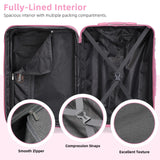 LARVENDER Luggage Sets 6 Piece, Expandable PC+ABS Hardside Multicolor Suitcase Sets with TSA Lock Double Spinner Wheels, Peach Sparkling