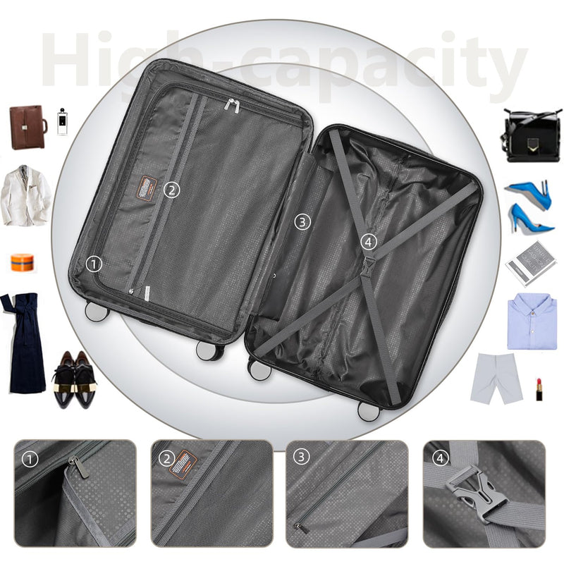 LARVENDER Luggage Sets for Women 5 Piece Hardside Expandable Suitcases with Wheels TSA Lock, Lightweight Travel Carry On Suitcase Set with Cosmetic Case, Cream White