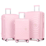 LARVENDER Luggage Sets, Suitcase Set 3 Piece Expandable Luggage PP Lightweight Large Suitcases with Wheels for Women (3 piece set,Light Pink)