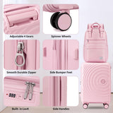 LARVENDER Luggage Sets, Suitcase Set 3 Piece Expandable Luggage PP Lightweight Large Suitcases with Wheels for Women (3 piece set,Light Pink)