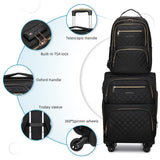 LARVENDER Softside Carry On Luggage 4 Piece, Expandable Carry On Luggage 22x14x9 Airline Approved Underseat Suitcase with Spinner Wheels TSA Lock, Black (16/20/BP/TB)