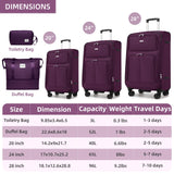 LARVENDER Softside Luggage Sets 5 Piece Expandable Suitcases Set with Spinner Wheels TSA Lock, Lightweight Soft Shell Rolling Travel Luggage Set for Men and Women, Purple