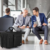 LASUK Rolling Briefcase Laptop Bag,17.3" Computer bag with wheels, Water Repellent Travel Roller Underseat Bag with RFID Blocking Pocket,Rolling Work Bags for women/men - Black