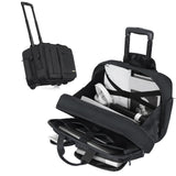 LASUK Rolling Briefcase Laptop Bag,17.3" Computer bag with wheels, Water Repellent Travel Roller Underseat Bag with RFID Blocking Pocket,Rolling Work Bags for women/men - Black