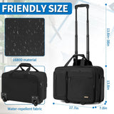 LASUK Rolling Laptop Bag, Wheeled Briefcase 17.3 inch Rolling Briefcase, Overnight Roller Bag, Repellent Travel Roller Underseat Bag